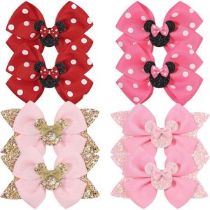 Haarclips voor meisjes - 8 stuks polka dot en glitter haarstrikken