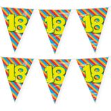 Paperdreams verjaardag 18 jaar thema vlaggetjes - 2x - feestversiering - 10m - folie - dubbelzijdig