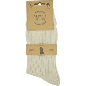 Dames Alpaca sokken - 2 paar zéér zachte & hoogwaardige kwaliteit - warmteregulerend - beige/crème kleur - maat 36/39