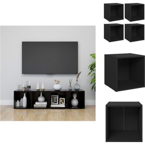 vidaXL TV-meubel set - zwart - 37 x 35 x 37 cm - spaanplaat - Kast