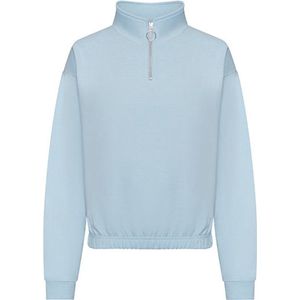 Vegan Women´s Cropped 1/4 Zip Sweater Sky Blue - S