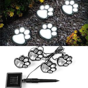 Paw Print Solar Lights - 4- Paw Light Tuin Grond Hond Kat Poot LED Solar Lamp voor Tuin Patio Yard Decor Loopbrug
