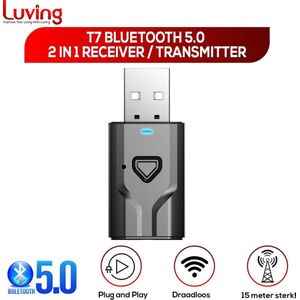 Luving™ - T7 - Bluetooth 2 in 1 5.0 Zender en Ontvanger - Transmitter & Receiver - Bluetooth Adapter - Bluetooth Dongle - USB