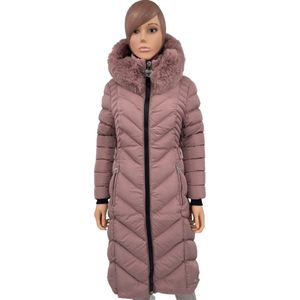 Wulux® - Dames Jas - Dames Winterjas - Parka Dames - Extra Lang Model - Getailleerd Model - Roze - Maat 3XL