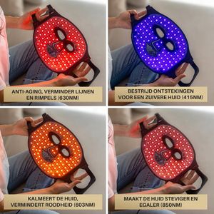 Led gezichtsmasker lichttherapie wit - incl. Travel bag - Voor strakke huid met minder rimpels - huidverjongingsapparaat voor gezicht - Anti-aging LED masker met rood licht therapie - Red Light therapy mask