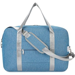 handbagage 45 x 36 x 20 opvouwbare reistas voor onder de stoel, draag- en handtas voor overnachten voor dames en heren, Donkerblauw, 25L