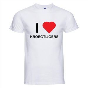 I LOVE KROEGTIJGERS T-shirt - 100% Katoen - Maat S - Classic Fit - Wit