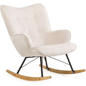 Aemely® Cherub - Schommelstoel - Wit - Microvezel - Metaal en Beukenhout