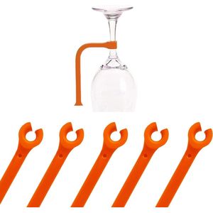 Wijnglas steelhouder vaatwasser opzetstuk siliconen keuken gadget vaatwasserbestendig - oranje - 10 stuks wijnglazen houder vaatwasser