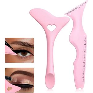 2 stuks - Multifunctioneel make-uptool - Eyelinertool - Wenkbrauwtool - Crèmelepel - Make-uphulptool - Klein en draagbaar - Geschikt voor beginners in make-up - Roze