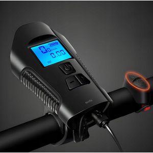 Novity® | Fietsverlichting LED met Snelheidsmeter, Kilometerteller & Bel – Voor & Achterlicht