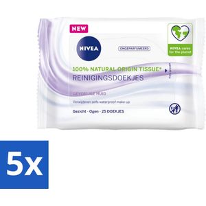 Nivea - Sensitive Reinigingsdoekjes - Voor Gevoelige Huid - 25 Doekjes - Bulkverpakking - 5 stuks