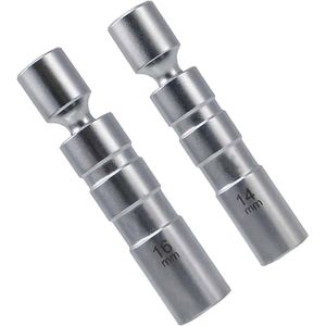 2 stuks dunne wand bougiesleutel kruiskoppeling magnetische flexibele dopsleutel verwijdergereedschap - 14 mm en 16 mm
