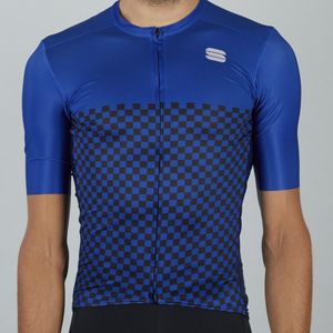 Sportful Fietsshirt korte mouwen Heren Blauw Oranje - CHECKMATE  JERSEY BLUE CERAMIC - L