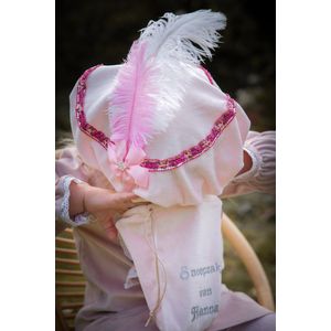 Luxe Pietenmuts - Pieten baret - Pietenmuts met naam – Sinterklaas accessoire – Roze - Bows and Flowers