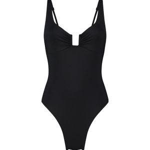 Hunkemöller Dames Badmode Badpak Shaping Santorini - Zwart - maat 38