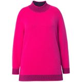Angel of Style Angel of Style - Dames - Trui straight fit opstaande kraag met strepen - Hibiscusrood - Maat 46+