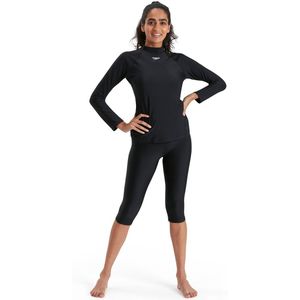 Speedo Long Sleeve Rash Top Dames - Zwart / Wit - maat L