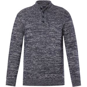 Boston Park - Heren - Boston Park troyer gemêleerd breisel knoopkraag tot 86 - Navy blauw - Maat 68+