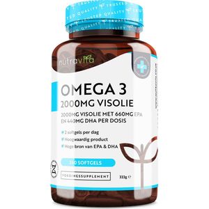 Nutravita 2000mg Omega 3 Visolie - 240 Hoge Dosering Omega 3 Softgel Capsules (4 Maanden Voorraad) - 660mg EPA en 440mg DHA