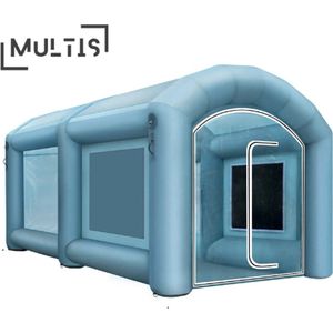 Multis - Partytent - Opblaasbare Spuitcabine - Inclusief 2 Blowers - Opblaasbaar- 4x2,5x2,2 meter - Blauw