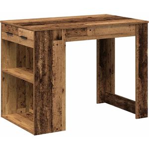 vidaXL - Bureau - met - lade - en - plank - 102x62x77,5 - cm - bewerkt - hout - oud - hout