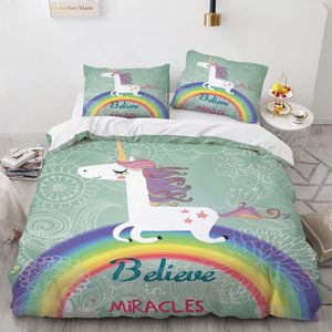 Eenhoorn Eenpersoons Beddengoed - Unicorn - Paard - Dekbed - Jongens Meisjes - Kinderkamer - Dekbedovertrek - Met Ritssluiting - Zacht - Microvezel - 140x200cm