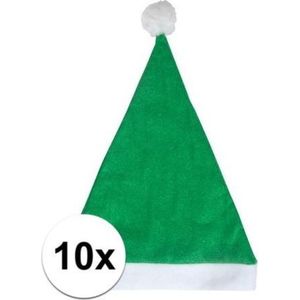 10x Groene voordelige kerstmuts voor volwassenen - Kerstcadeau