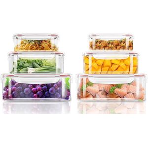 DiverseGoods kunstof luchtdichte voedselopslagcontainers - 6 stuks (3 containers en 3 deksels) kunstof voedselcontainers met deksels voor keuken en bijkeuken, lekvrij (blauw)