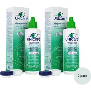 Unicare - Alles-in-één - 2 x 200ml - Hoge Kwaliteit Lenzenvloeistof voor harde contactlenzen - Voordeelverpakking incl. lenzendoosjes