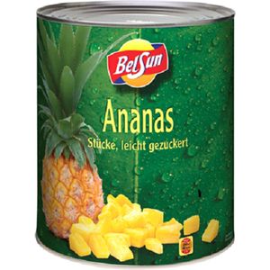 BelSun ananasstukjes, licht gezoet met citroenzuur - 3,1 l blik