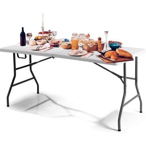klaptafel, campingtafel, tuintafel, vouwtafel, eettafel, bijzettafel, markttafel, wit (152 x 72 x 74 cm)