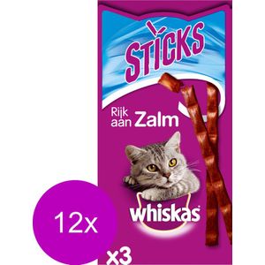 Whiskas Sticks 18 g - Kattensnack - 12 x Zalm