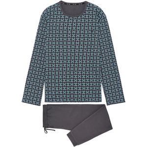 HOM - Pyjama Court ALOYS - Interlock - Grijs - Petit Imprimé de Papyrus Abstrait Dégradé de Bleus Et Gris