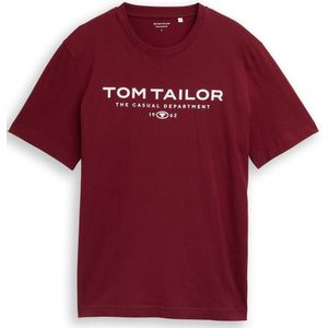 TOM TAILOR - Shirt - Bordeaux - Normale Pasvorm - Kwartmouw