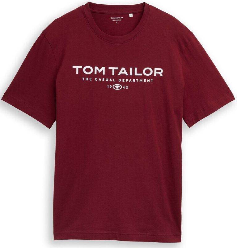 TOM TAILOR - Shirt - Bordeaux - Normale Pasvorm - Kwartmouw