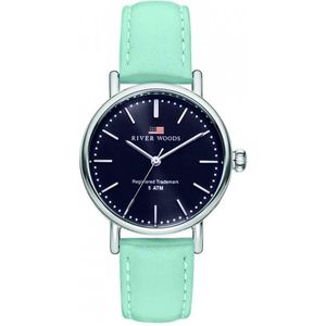 River Woods Oswego RW340026 Horloge - Leer - Blauw - Ø 34 mm