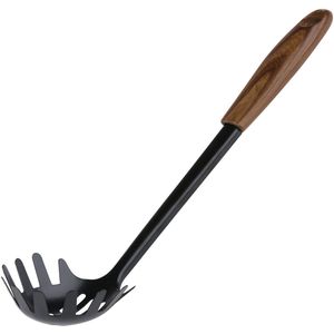 Alpina Keukengerei opscheplepel pasta spaghetti - zwart - kunststof - 31 x 7 cm