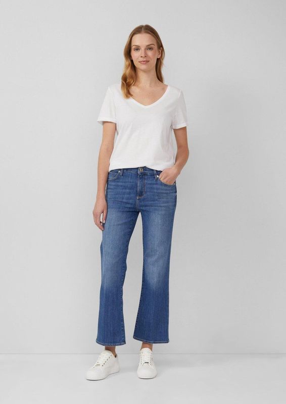 Korte slim fit jeans van katoenmix