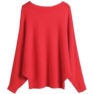 Off-shoulder dames trui met vleermuismouwen - losse gebreide tops