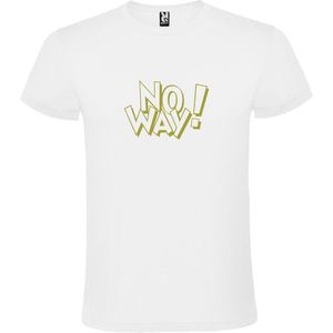 Wit T-shirt ‘No Way!’ Goud Maat XS