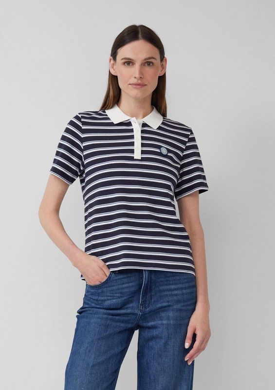 s.Oliver - Shirt - Navy/Wit - Gestreept - Kwartmouw