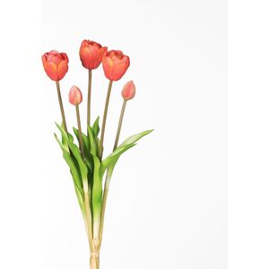 Real Touch Tulip Dubble Bundle x5 L44cm Fuchsia - Real Touch Tulpen - Fuchsia- Tulpen - Kunstbloemen - Kunst Tulpen - Kunst Boeket - Tulp - 44 CM - Zijden Bloemen - Latex Bloem - Bruiloft - Voorjaar - Lente