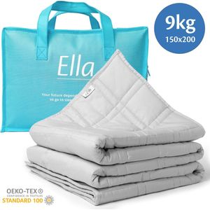 Ella® Verzwaringsdeken 9kg 150 x 200cm - Zwaartedeken - Weighted Blanket - Verzwaarde Deken - OEKO-TEX Katoen - Lichtgrijs