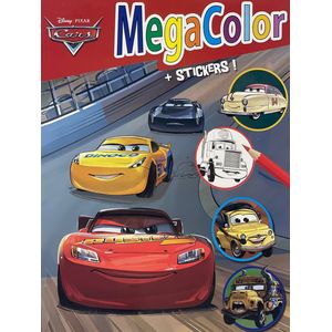 MegaColor Kleurboek - Disney Pixar Cars - Rood - 60 pagina's - 120 kleurplaten + 25 stickers - geschikt voor kinderen en volwassenen - uitermate geschikt voor kleurpotloden