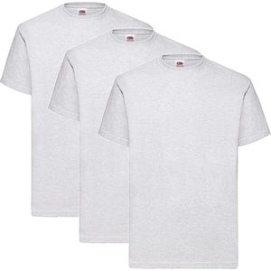 3 Pack Shirts Fruit of the Loom Ronde Hals Ash Maat S Valueweight
