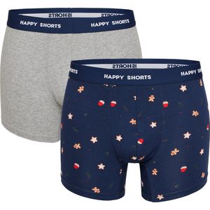 Happy Shorts 2-Pack Kerst Boxershorts Heren Koekjes - Maat M