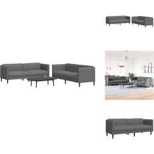 vidaXL Bankstel - Bankstellen - Bankenset - Sofa - 2-delige Loungeset stof donkergrijs