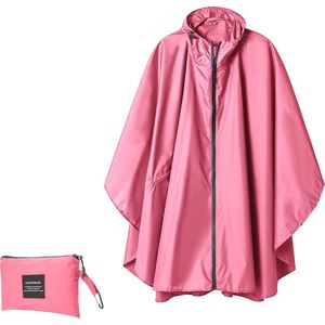 Geweo Regenponcho Volwassenen - Regenmantel Poncho - Raincoat Heren -Fietsponcho - Fietsponcho Fiets Dames - Herbruikbaar- One Size - Unisex - Adjustable Hood en Snap-buttons - Roze