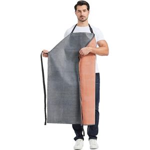 Heren waterdicht schort dik rubberen schort verstelbare werkschort slagersschort - rood